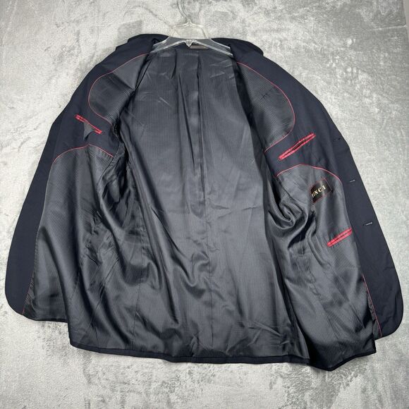 Vinci Blazer Mens 48L‎ Gray Suit Jacket Neutral Preppy Business Wedding Groom - Picture 5 of 9